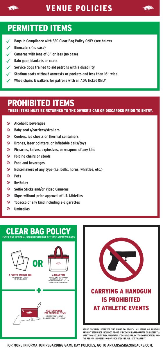 New clear bag policy for UA athletic venues
